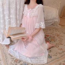 Load image into Gallery viewer, Woman Robe Nightgown  Long Sleepwear Vintage Elegant Homewear Ladies Long Dress Full Length Nighties