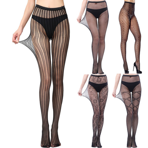 Woman Sexy Lingerie Pantyhose Stockings Long Tube Suspender Mesh Open Crotch Fishnet Panty Bottoming Silk Stockings Sexy Tights