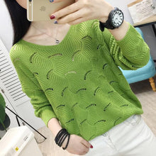 Load image into Gallery viewer, Woman Sweaters Pullover  Women&#39;s Pullover Loose Top V-neck Sweater, Hollow-out Sweater for Spring 2021 Femme Chandails