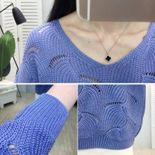 Load image into Gallery viewer, Woman Sweaters Pullover  Women&#39;s Pullover Loose Top V-neck Sweater, Hollow-out Sweater for Spring 2021 Femme Chandails