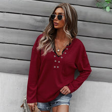 Load image into Gallery viewer, Woman Sweatshirts 2021 Button Korean V-neck Knitted Pullovers Thick Autumn Winter  Loose Solid Hoodies Solid Womens Clothing