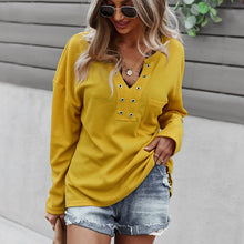 Load image into Gallery viewer, Woman Sweatshirts 2021 Button Korean V-neck Knitted Pullovers Thick Autumn Winter  Loose Solid Hoodies Solid Womens Clothing