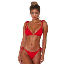 Load image into Gallery viewer, Woman Swimwear Red Sexy Micro Bikini Swimsuit Solid Bandage Ties Mini Swim Wear Female Summer 2021 Brazil Bathing Suit Beachwear