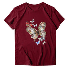 Load image into Gallery viewer, Women 2021 Butterfly Summer Print Lady T-shirts Top O-neck T Shirt Mujer Short Sleeve Casual Graphic Female Tee