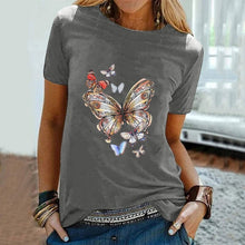 Load image into Gallery viewer, Women 2021 Butterfly Summer Print Lady T-shirts Top O-neck T Shirt Mujer Short Sleeve Casual Graphic Female Tee