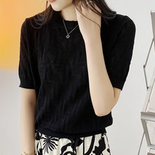 Load image into Gallery viewer, Women 2022 Knitted T Shirt Women pure cotton Short Sleeve Basic Woman short sleeves Femme Elasticity pure cotton short sleeves