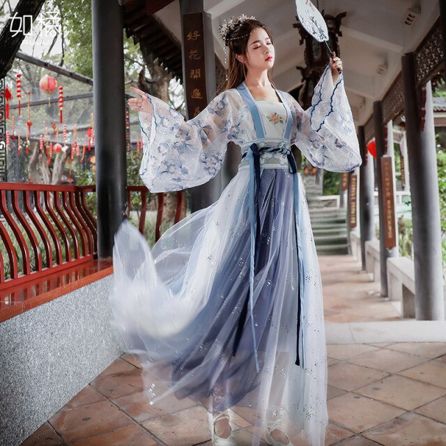 Women 3 Pieces Set Chinese Traditional Hanfu 6 Meters Hem Costume Han Dynasty Girl Dance Wear Lady Fairy Cosplay Princess Suits