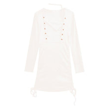 Load image into Gallery viewer, Women Autumn 2023 Korean Style Drawstring Side Tight-fitting Long-sleeved Retro Dress Slim  Irregular Dress