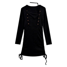 Load image into Gallery viewer, Women Autumn 2023 Korean Style Drawstring Side Tight-fitting Long-sleeved Retro Dress Slim  Irregular Dress