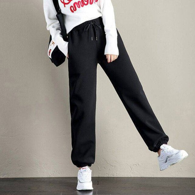Women Autumn Winter Warm Harem Pants Thick Fleece Long Trousers Female Sport Pants Solid Casual Sweatpants Streetwear