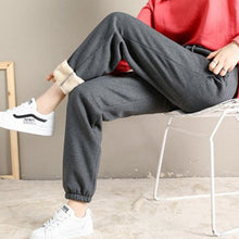 Load image into Gallery viewer, Women Autumn Winter Warm Harem Pants Thick Fleece Long Trousers Female Sport Pants Solid Casual Sweatpants Streetwear