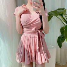 Load image into Gallery viewer, Women Bandeau Bikini Sets Ruffle Swimdress Bathing Suit Solid Swimwear Summer Beachwear Korea Swimwear 2022 New