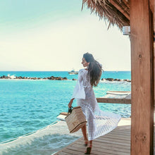 Load image into Gallery viewer, Women Bathing Suit Cover Up Crochet Lace Bikini Swimsuit Dress Sexy New Summer Hollow Out Beach Long Collect Waist Ladies