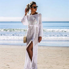 Load image into Gallery viewer, Women Bathing Suit Cover Up Crochet Lace Bikini Swimsuit Dress Sexy New Summer Hollow Out Beach Long Collect Waist Ladies