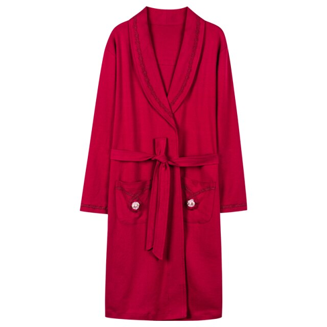 Women Bathrobe Auumn Full Bath Robe Long Plus Size 3XL Cotton Robe Lady Night Dressing Gown Men Nightgown