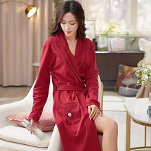 Load image into Gallery viewer, Women Bathrobe Auumn Full Bath Robe Long Plus Size 3XL Cotton Robe Lady Night Dressing Gown Men Nightgown