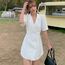 Load image into Gallery viewer, Women Blazer Dresses 2021 Korean Elegant Fashion Women Office OL Notched Collar Short Sleeve Casual Mini Dress Vestido Femme