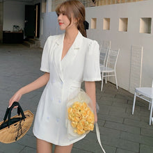 Load image into Gallery viewer, Women Blazer Dresses 2021 Korean Elegant Fashion Women Office OL Notched Collar Short Sleeve Casual Mini Dress Vestido Femme