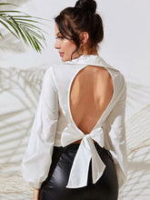 Load image into Gallery viewer, Women Blouse Shirt White Cotton Jumpsuit Women Shirts Tops Long Sleeve Bodysuit White Office Work Wear Clothes