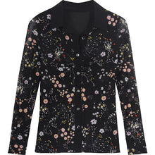 Load image into Gallery viewer, Women Blouses Shirt New 2021 Spring Autumn Long Sleeve Flower Print Mesh Tops And Shirt Plus Size Black Lady Shirt