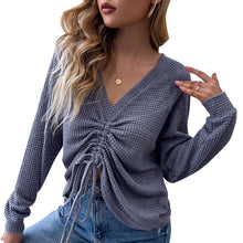 Load image into Gallery viewer, Women Blouses Solid V Neck Sweatshirt Casual Tops Long Sleeve Pullovers 2021 Fall T-Shirt Slim Shirt Sweatshirt Vintage Elegant