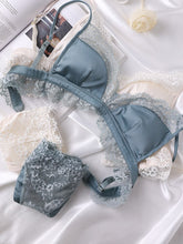 Load image into Gallery viewer, Women Bra Set Sexy Lace Bralette Triangle Cup Removable Breast Pad French Bra Set Lingerie Sets Brassiere Deep V Underwear