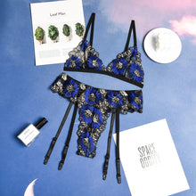 Load image into Gallery viewer, Women Bra and Brief Sets Sexy Lingerie Underwear Exotic Costumes Underwear Perspective Bra Mesh Embroidery Porn Erotic Sets