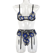 Load image into Gallery viewer, Women Bra and Brief Sets Sexy Lingerie Underwear Exotic Costumes Underwear Perspective Bra Mesh Embroidery Porn Erotic Sets