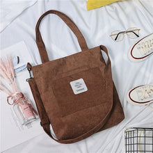 Load image into Gallery viewer, Women Canvas Shoulder Bag Ladies Casual Corduroy Tote Soft Crossbody Bags Books Bag Striped Cloth Female Handbag Shopping Bags