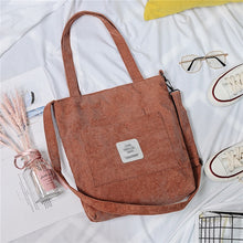 Load image into Gallery viewer, Women Canvas Shoulder Bag Ladies Casual Corduroy Tote Soft Crossbody Bags Books Bag Striped Cloth Female Handbag Shopping Bags