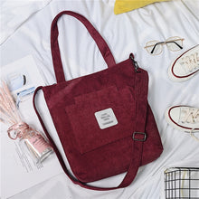 Load image into Gallery viewer, Women Canvas Shoulder Bag Ladies Casual Corduroy Tote Soft Crossbody Bags Books Bag Striped Cloth Female Handbag Shopping Bags