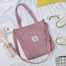 Load image into Gallery viewer, Women Canvas Shoulder Bag Ladies Casual Corduroy Tote Soft Crossbody Bags Books Bag Striped Cloth Female Handbag Shopping Bags