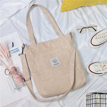 Load image into Gallery viewer, Women Canvas Shoulder Bag Ladies Casual Corduroy Tote Soft Crossbody Bags Books Bag Striped Cloth Female Handbag Shopping Bags
