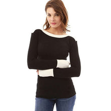 Load image into Gallery viewer, Women Casual Long Sleeve Color Collision Knitting Sweater Blouse Winter Ladies O-Neck Sweater Women Casual Slim Sweaters