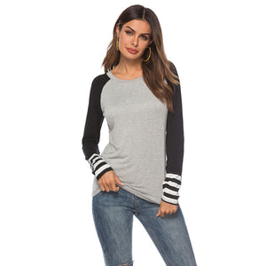 Women Casual Long Sleeve Color Collision Knitting Sweater Blouse Winter Ladies O-Neck Sweater Women Casual Slim Sweaters