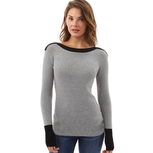 Women Casual Long Sleeve Color Collision Knitting Sweater Blouse Winter Ladies O-Neck Sweater Women Casual Slim Sweaters