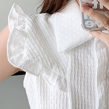 Load image into Gallery viewer, Women Casual Robe 2021 Summer New Sweet Turn Down Collar Chic Ruffle Sleeveless Vestidos Korean White Loose A Line Mini Dresses