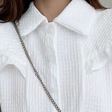 Load image into Gallery viewer, Women Casual Robe 2021 Summer New Sweet Turn Down Collar Chic Ruffle Sleeveless Vestidos Korean White Loose A Line Mini Dresses