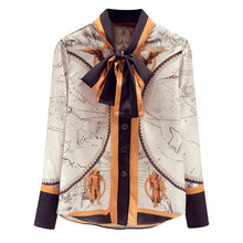 Load image into Gallery viewer, Women Chiffon Blouse New 2021 Spring Long Sleeve Pring Shirt Fashion Elegant Slim Bow Office Layd High-end Shirt