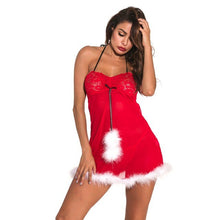 Load image into Gallery viewer, Women Christmas Babydoll Dress Sexy Lingerie Sleepwear Halter Lace Transparent Nightdress Sexy Underwear Erotic Nightie Costumes