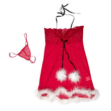 Load image into Gallery viewer, Women Christmas Babydoll Dress Sexy Lingerie Sleepwear Halter Lace Transparent Nightdress Sexy Underwear Erotic Nightie Costumes