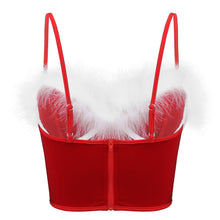Load image into Gallery viewer, Women Christmas Costume Tank Tops Vest Flannel Underwired Bra Corset Sexy Bustier Camis Crop Tops Xmas Party Rave Dress Up