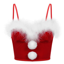 Load image into Gallery viewer, Women Christmas Costume Tank Tops Vest Flannel Underwired Bra Corset Sexy Bustier Camis Crop Tops Xmas Party Rave Dress Up
