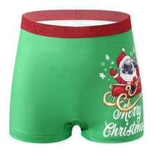 Load image into Gallery viewer, Women Christmas Holiday Underwear Elastic Waist Santa Claus Elk Printed Panties Boxer Knicker Xmas Festival Lingerie Underpant