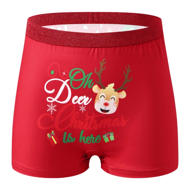 Women Christmas Holiday Underwear Elastic Waist Santa Claus Elk Printed Panties Boxer Knicker Xmas Festival Lingerie Underpant