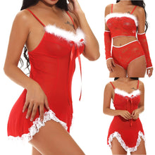 Load image into Gallery viewer, Women Christmas Sexy Lingerie Festival Red Hollow Lingerie Set Underwear Women Lingerie Erotic Pajamas 2 Styles