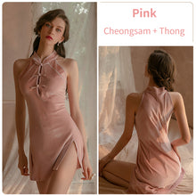 Load image into Gallery viewer, Women Classic Sexy Lingerie Nightgown Velvet Buckle Retro Slim Chinese Style Cheongsam Skirt Uniform Femme Body Suit Exotic