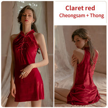 Load image into Gallery viewer, Women Classic Sexy Lingerie Nightgown Velvet Buckle Retro Slim Chinese Style Cheongsam Skirt Uniform Femme Body Suit Exotic