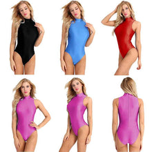 Load image into Gallery viewer, Women Clothes Sexy Smooth Stretchy Ballet Leotard Adult High Neck Gymnastic Leotard One-Piece Swimsuit Fitted Ballerina Bodysuit