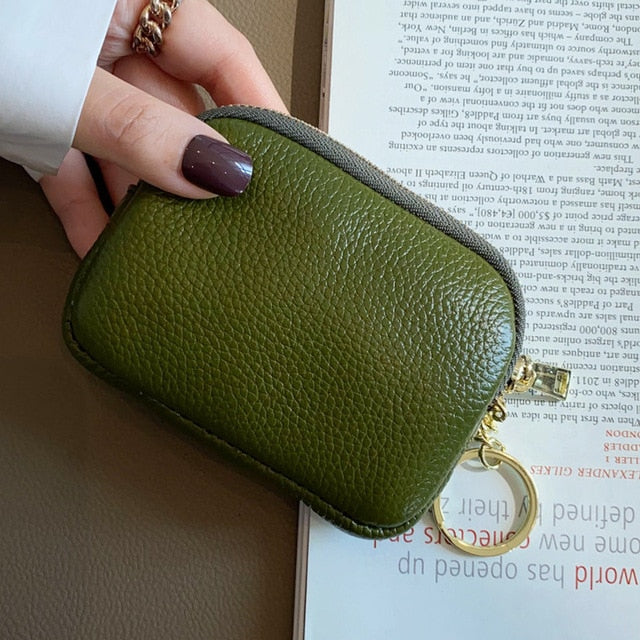 Women Clutch Coin Purse Fashion Simple Genuine Leather Short Wallet Card Holder Organizer Bags Mini Zipper Cute Money Bags